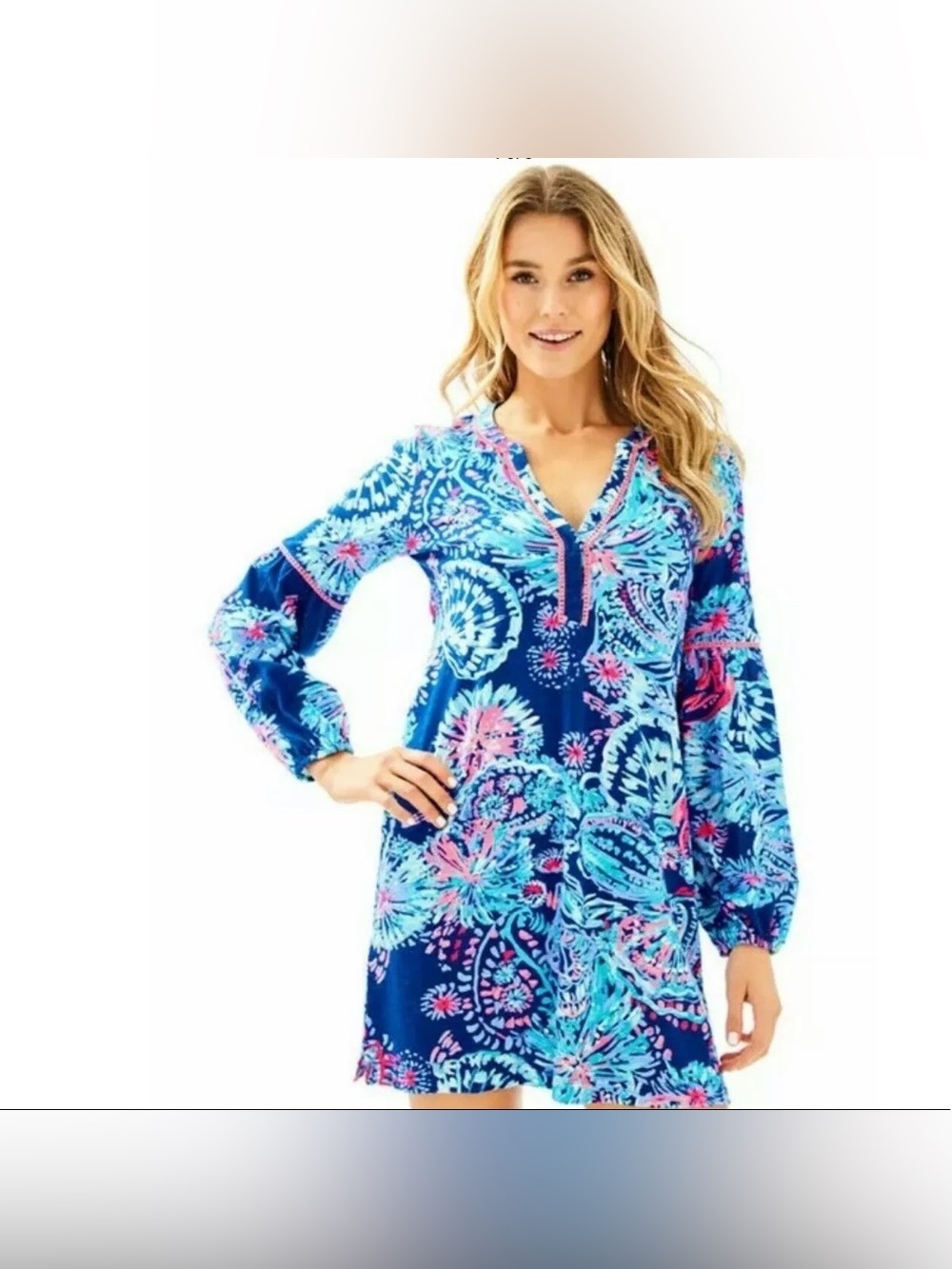 Lilly Pulitzer Joy Dress in Deep Indigo Gypsea Girl, Size S